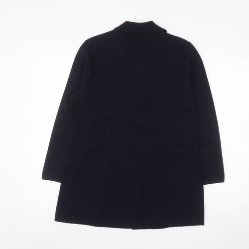 Marks and Spencer Women Black Wool Blend Mid-Length Blazer UK 14