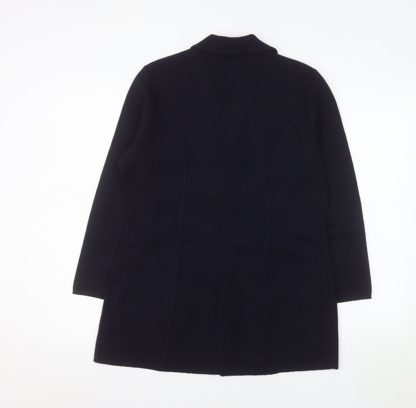 Marks and Spencer Women Black Wool Blend Mid-Length Blazer UK 14
