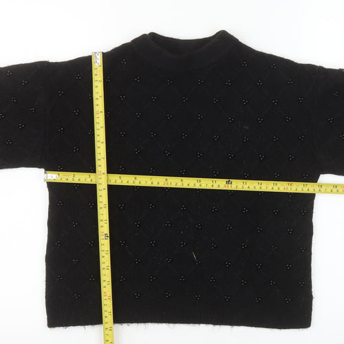 Marks and Spencer Womens Black Beaded Mock Neck Pullover Jumper Medium