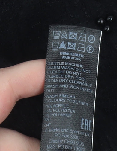 Marks and Spencer Womens Black Beaded Mock Neck Pullover Jumper Medium