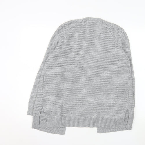 Fat Face Women Grey Cardigan Size 10 Knit Open Front Pockets