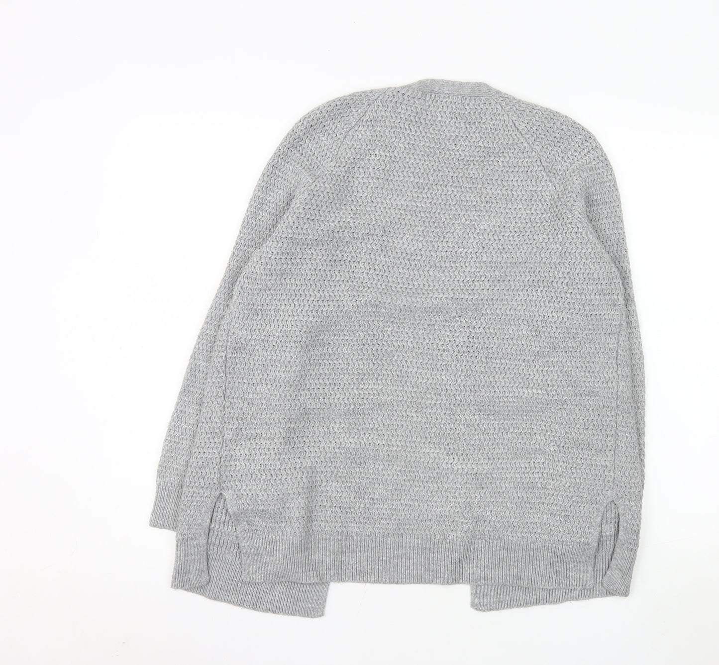 Fat Face Women Grey Cardigan Size 10 Knit Open Front Pockets