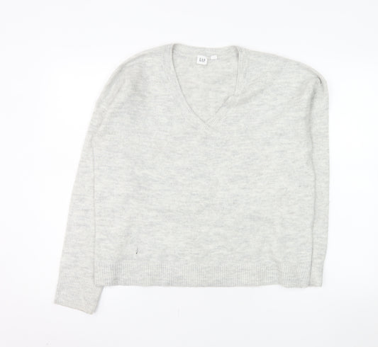 GAP Women’s Grey V-Neck Knit Pullover Jumper Size S