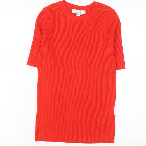 Marks and Spencer Womens Red Knit Short Sleeve T-Shirt Size S