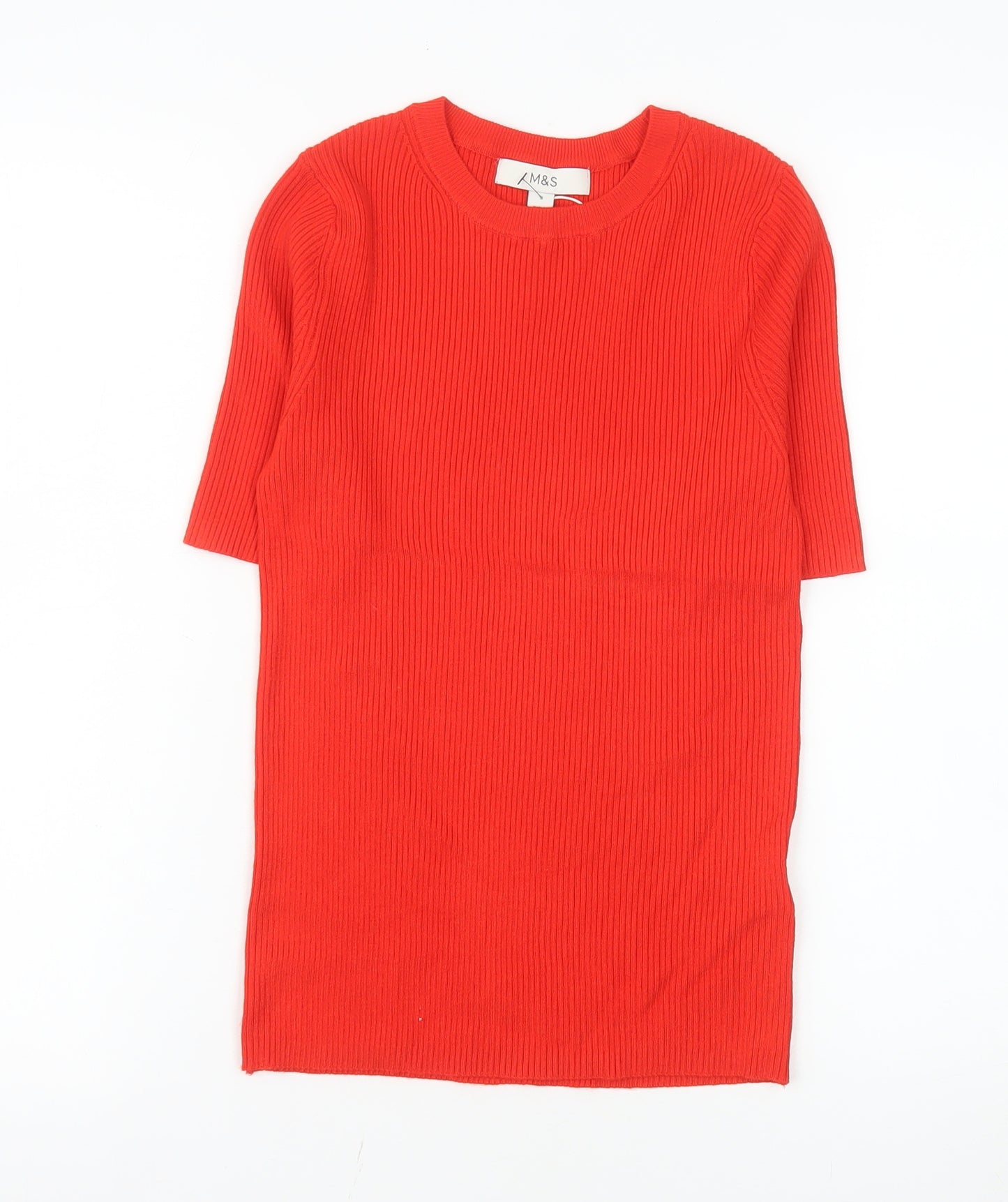 Marks and Spencer Womens Red Knit Short Sleeve T-Shirt Size S