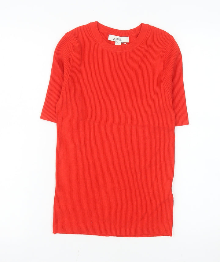 Marks and Spencer Womens Red Knit Short Sleeve T-Shirt Size S