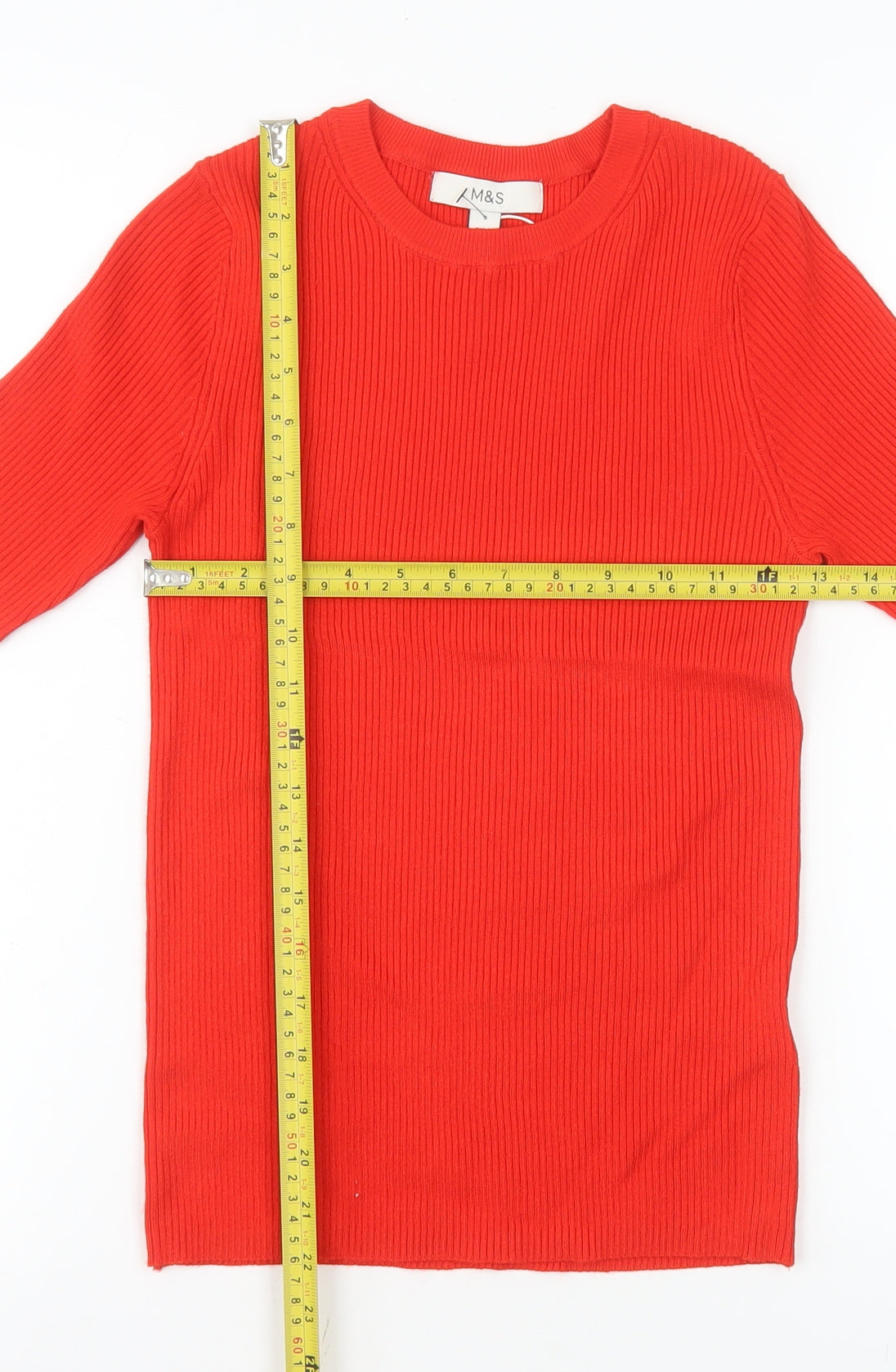 Marks and Spencer Womens Red Knit Short Sleeve T-Shirt Size S