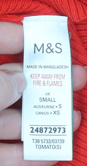 Marks and Spencer Womens Red Knit Short Sleeve T-Shirt Size S