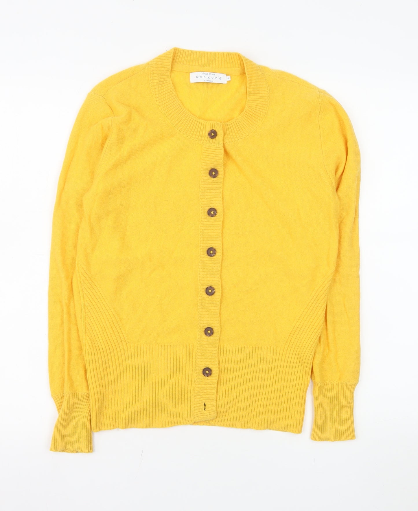 John Lewis Weekend Women's Yellow Cashmere Cardigan Size 8