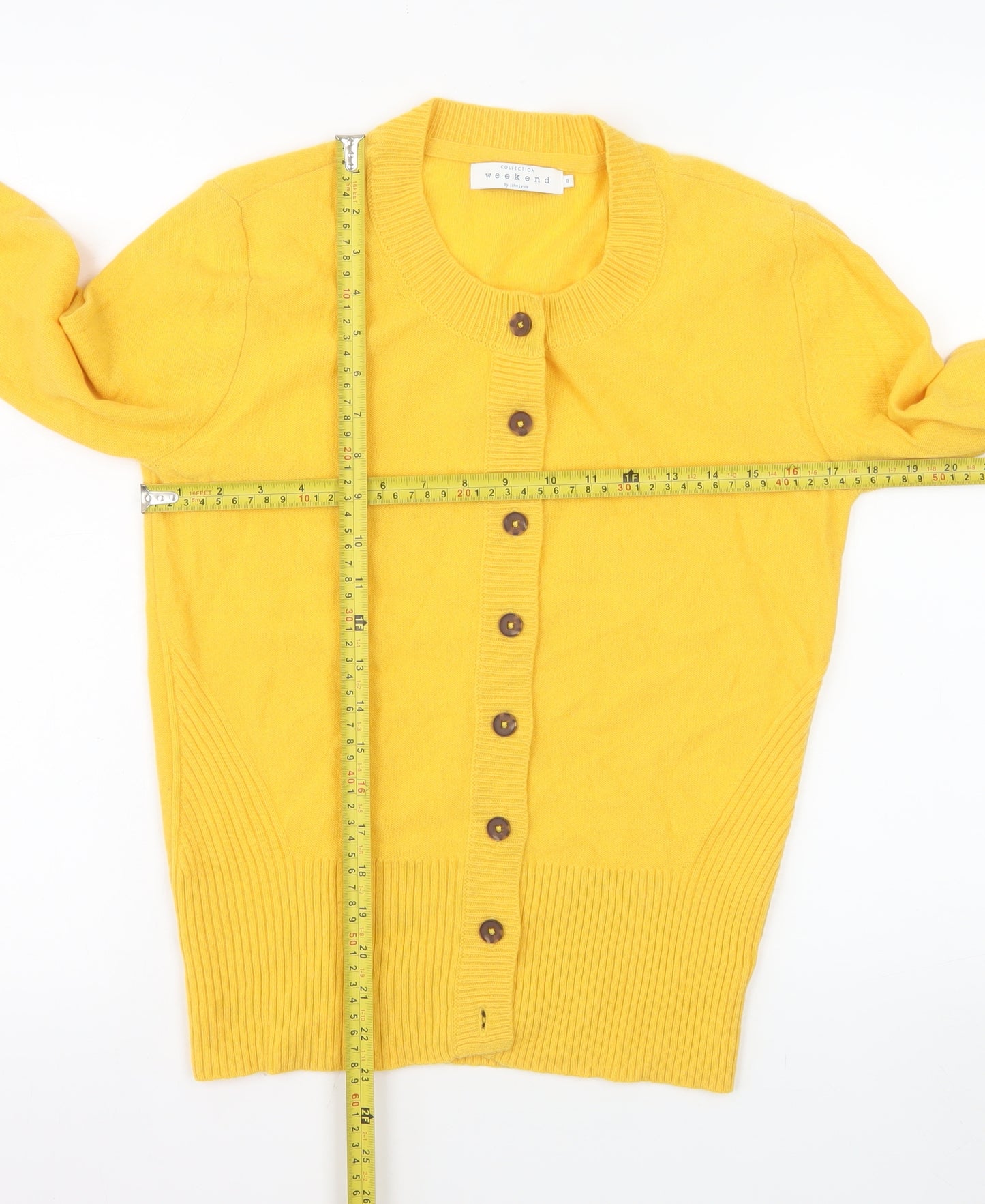 John Lewis Weekend Women's Yellow Cashmere Cardigan Size 8