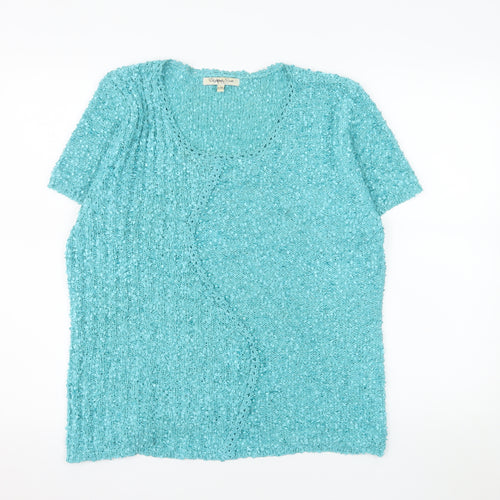 Elizabeth Scott Women’s Blue Knit Short Sleeve Pullover Jumper L