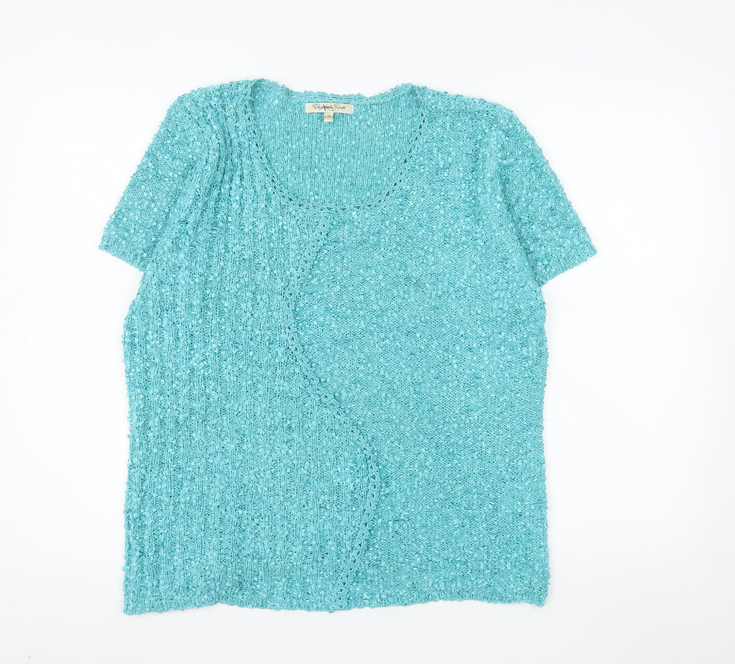 Elizabeth Scott Women’s Blue Knit Short Sleeve Pullover Jumper L