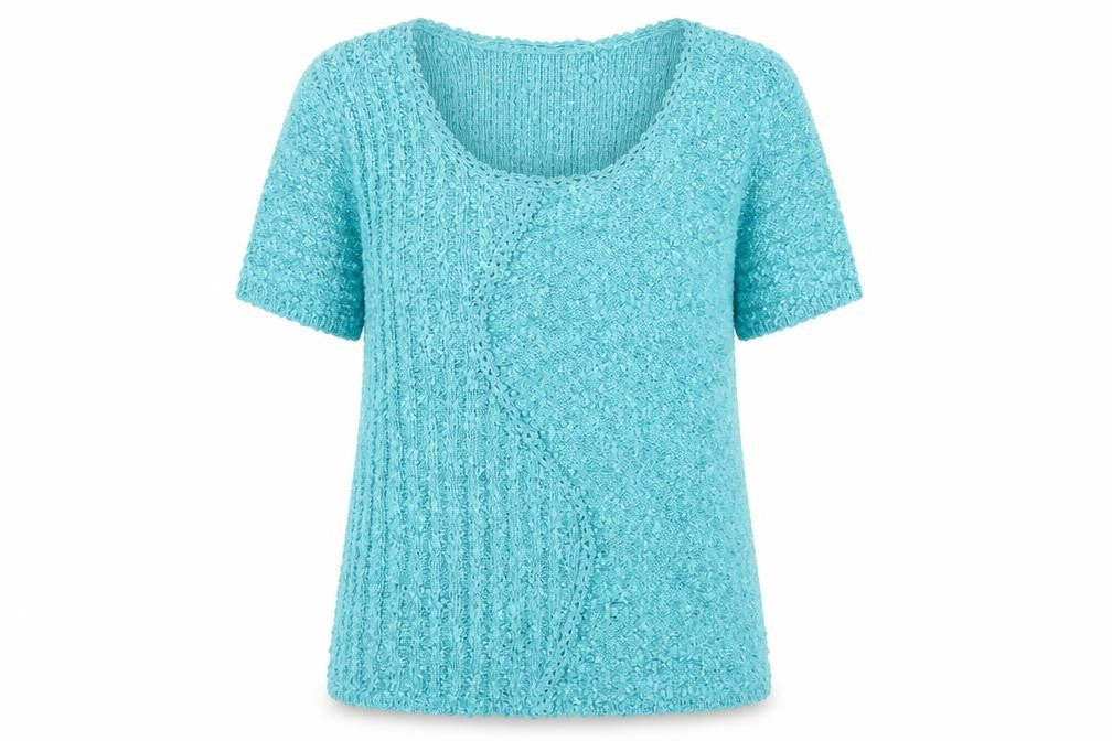 Front view of Elizabeth Scott Women’s Blue Knit Short Sleeve jumper L
