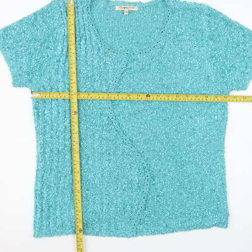 Elizabeth Scott Women’s Blue Knit Short Sleeve Pullover Jumper L