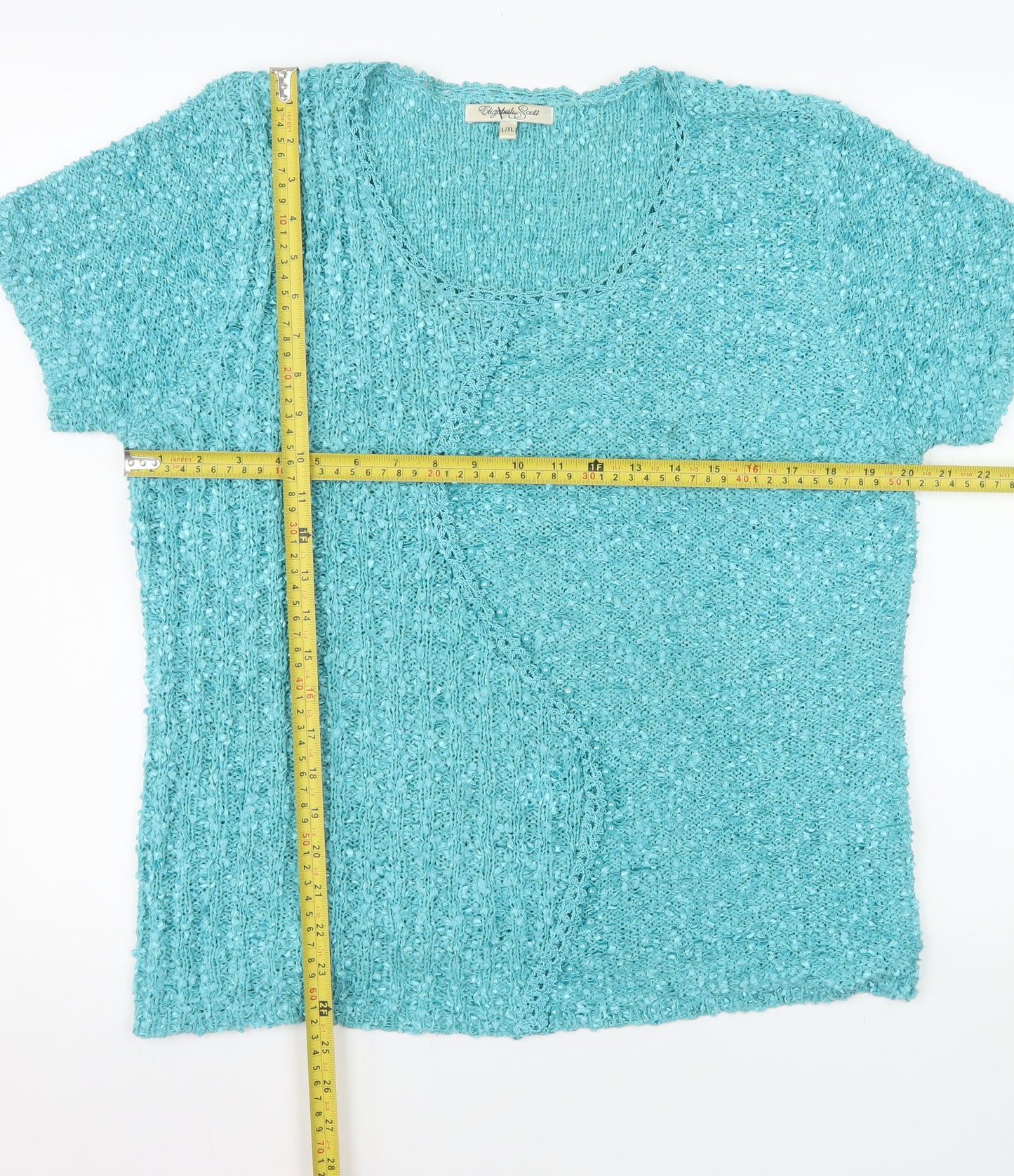 Elizabeth Scott Women’s Blue Knit Short Sleeve Pullover Jumper L