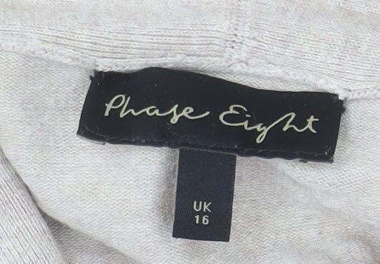 Phase Eight Women Beige Long Sleeve Open Cardigan UK 16 Viscose Blend