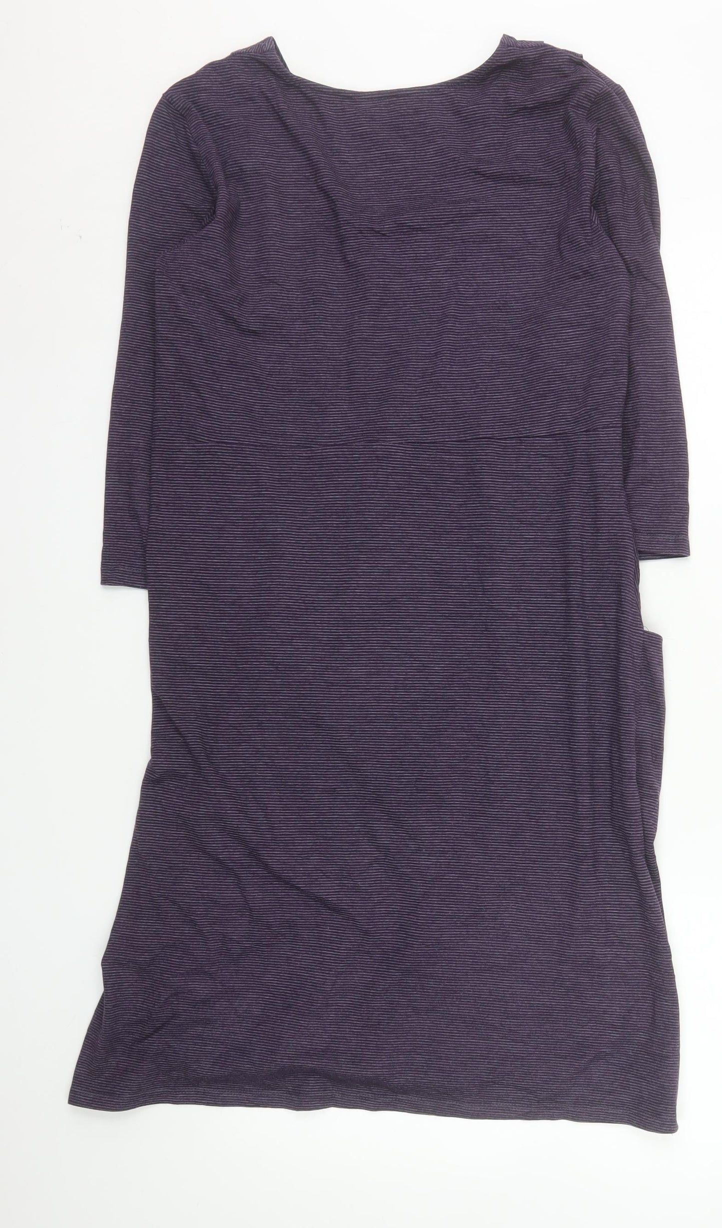Kaliko Women’s Purple Striped Jersey V-Neck Shift Dress Size 14