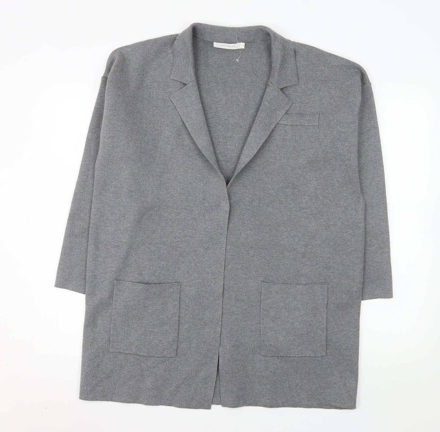 So Sweet Women's Grey Knit Long Coatigan L Relaxed Fit