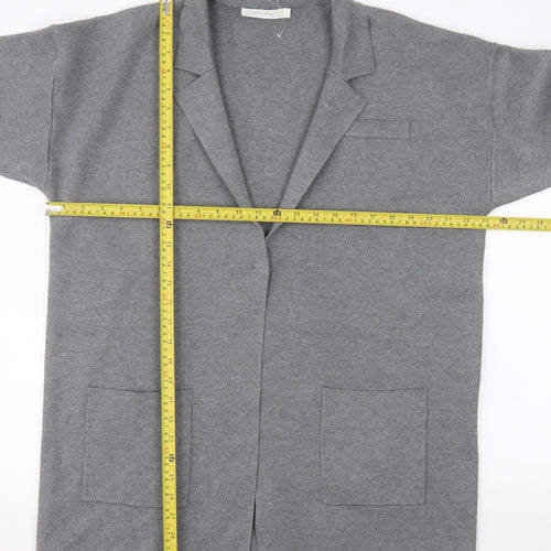 So Sweet Women's Grey Knit Long Coatigan L Relaxed Fit