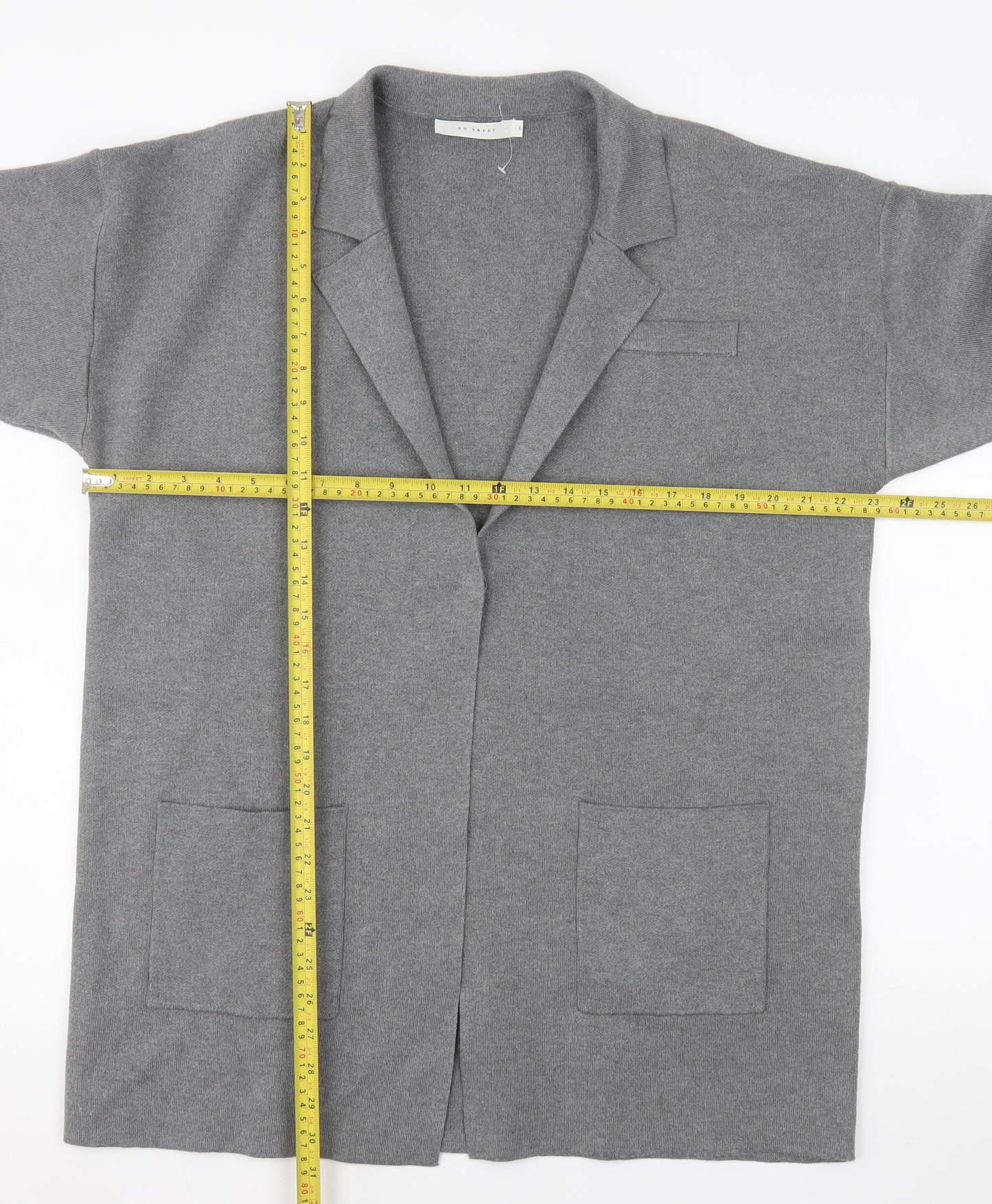 So Sweet Women's Grey Knit Long Coatigan L Relaxed Fit