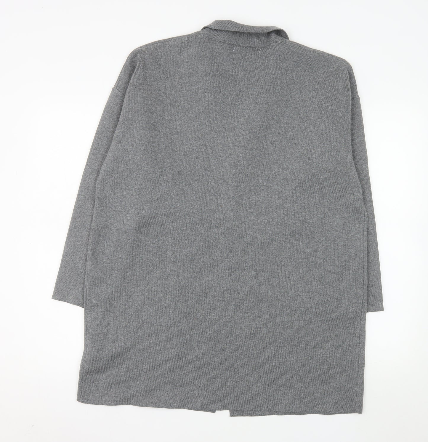 So Sweet Women's Grey Knit Long Coatigan L Relaxed Fit