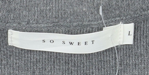 So Sweet Women's Grey Knit Long Coatigan L Relaxed Fit