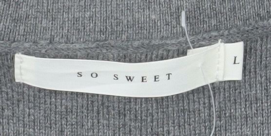 So Sweet Women's Grey Knit Long Coatigan L Relaxed Fit