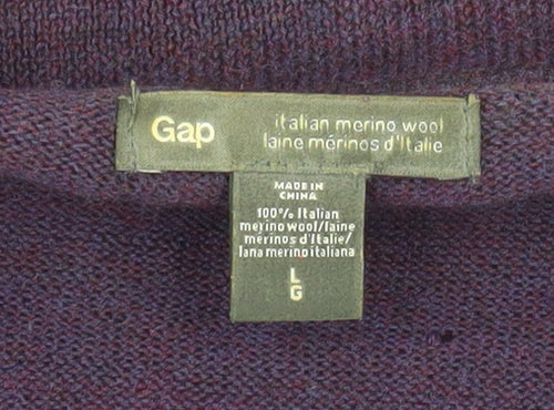 GAP Women Purple Italian Merino Wool Open Cardigan L