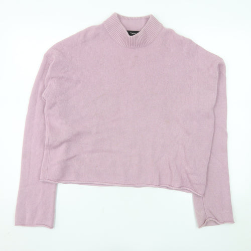 Theory Womens Pink Cashmere Mock Neck Long Sleeve Jumper L