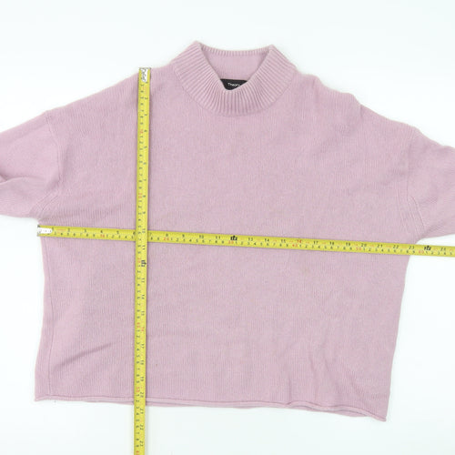 Theory Womens Pink Cashmere Mock Neck Long Sleeve Jumper L