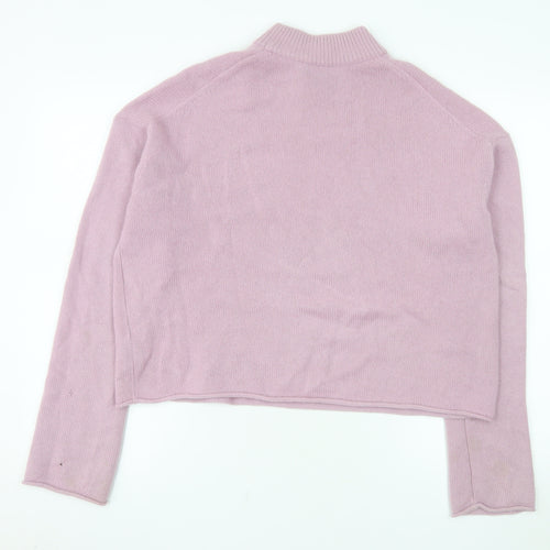 Theory Womens Pink Cashmere Mock Neck Long Sleeve Jumper L