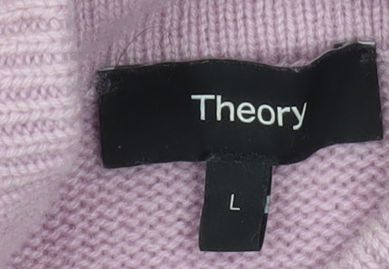 Theory Womens Pink Cashmere Mock Neck Long Sleeve Jumper L