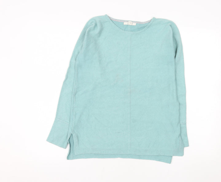 White Stuff Women’s Blue Cotton Pullover Jumper Size 8