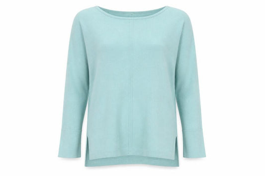 Front view of White Stuff Women’s Blue Cotton jumper, size UK 8