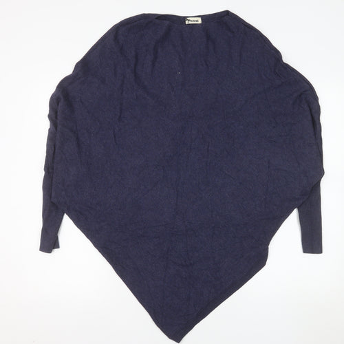 Tezenis Women Blue Cape Style Knit Jumper Size S Relaxed Fit