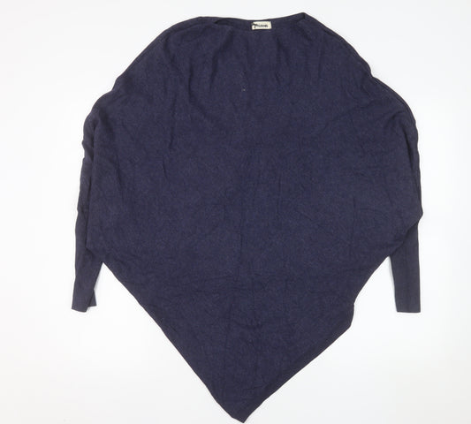 Tezenis Women Blue Cape Style Knit Jumper Size S Relaxed Fit