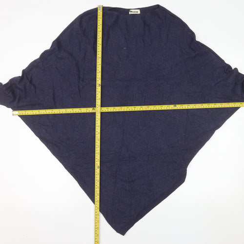 Tezenis Women Blue Cape Style Knit Jumper Size S Relaxed Fit