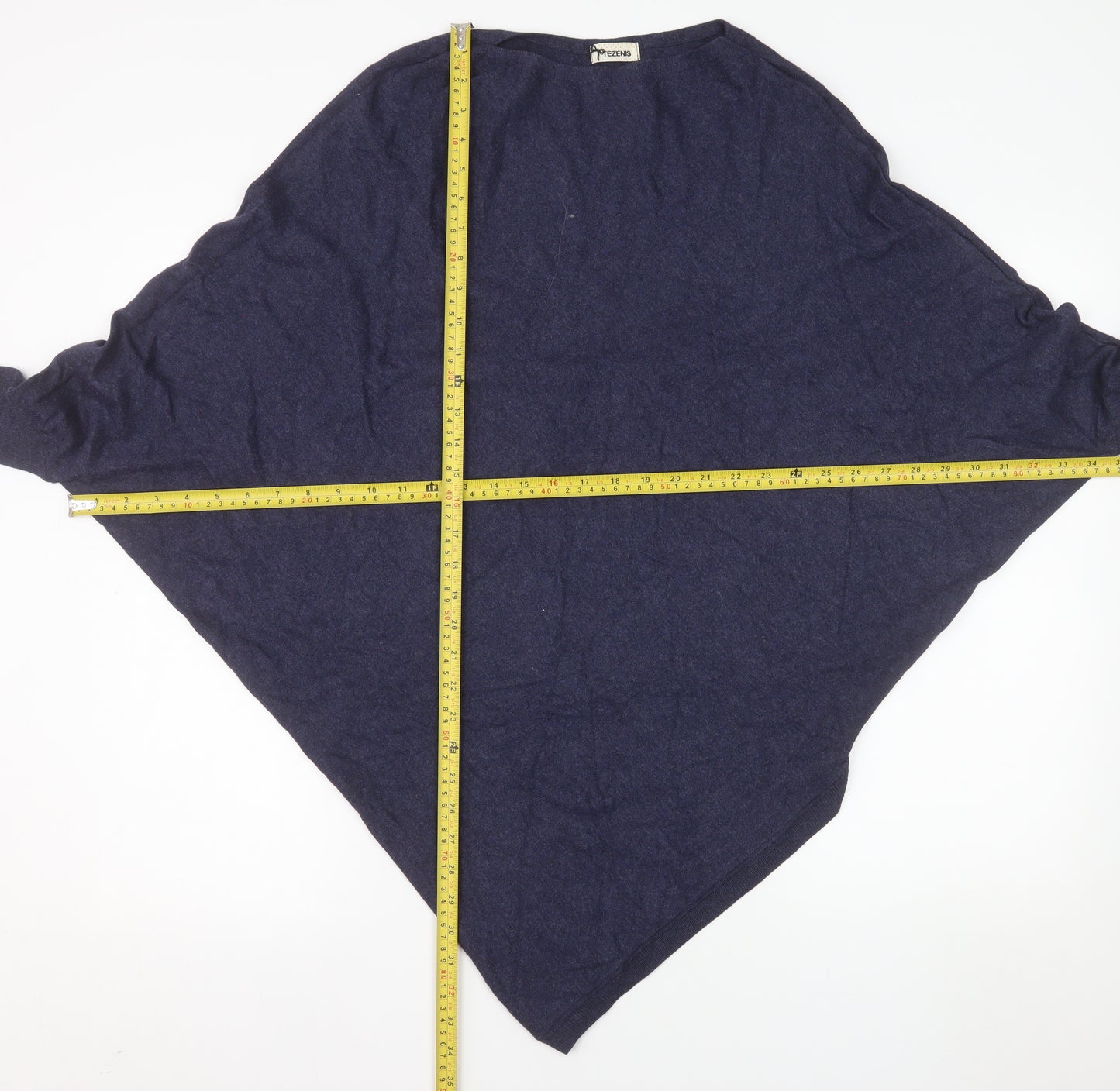 Tezenis Women Blue Cape Style Knit Jumper Size S Relaxed Fit