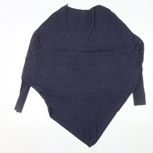 Tezenis Women Blue Cape Style Knit Jumper Size S Relaxed Fit