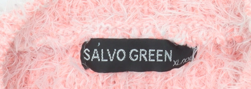 Salvo Green Women’s Pink Fuzzy Bow Knit Jumper XL