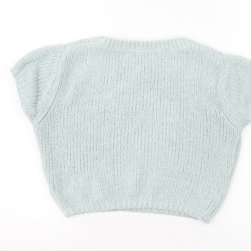 Missguided Women Blue Cropped Knit T-Shirt Size 6 Tall