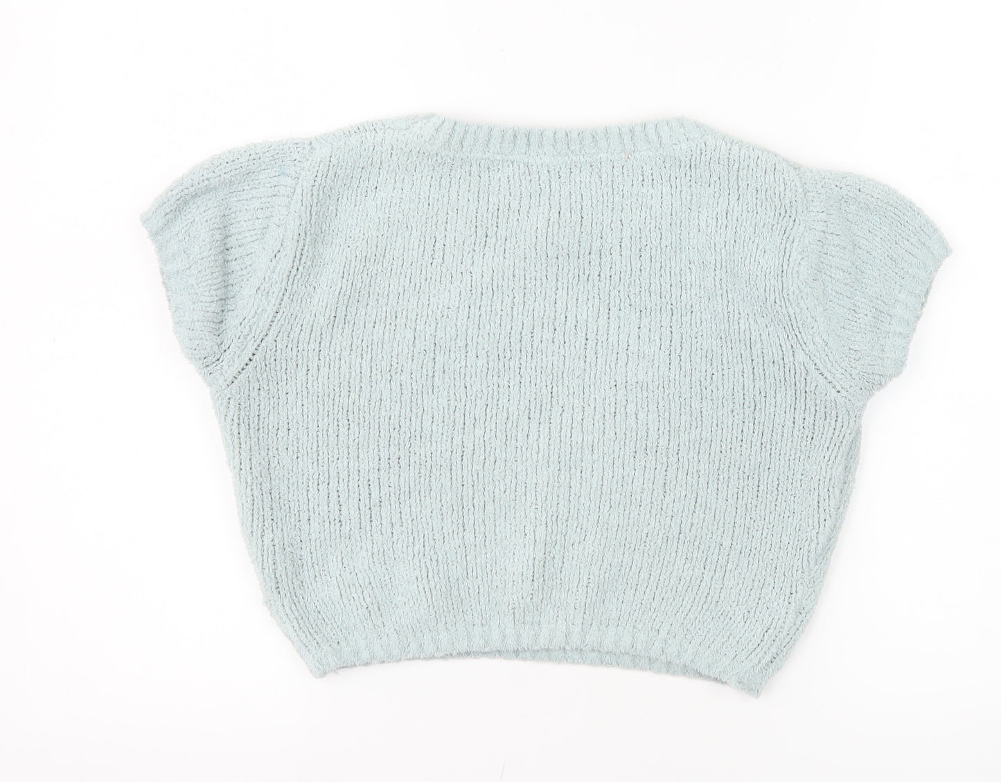 Missguided Women Blue Cropped Knit T-Shirt Size 6 Tall
