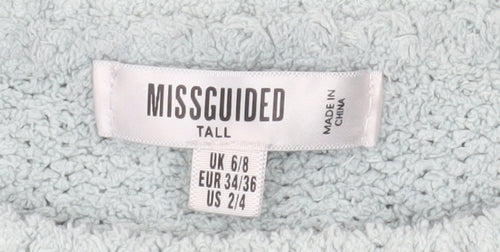 Missguided Women Blue Cropped Knit T-Shirt Size 6 Tall