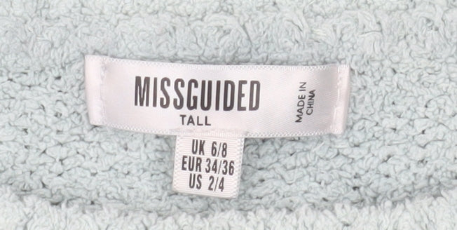 Missguided Women Blue Cropped Knit T-Shirt Size 6 Tall
