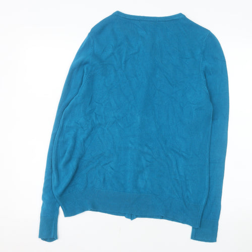 Bonmarché Women Blue Size 14 Long Sleeve Button Cardigan