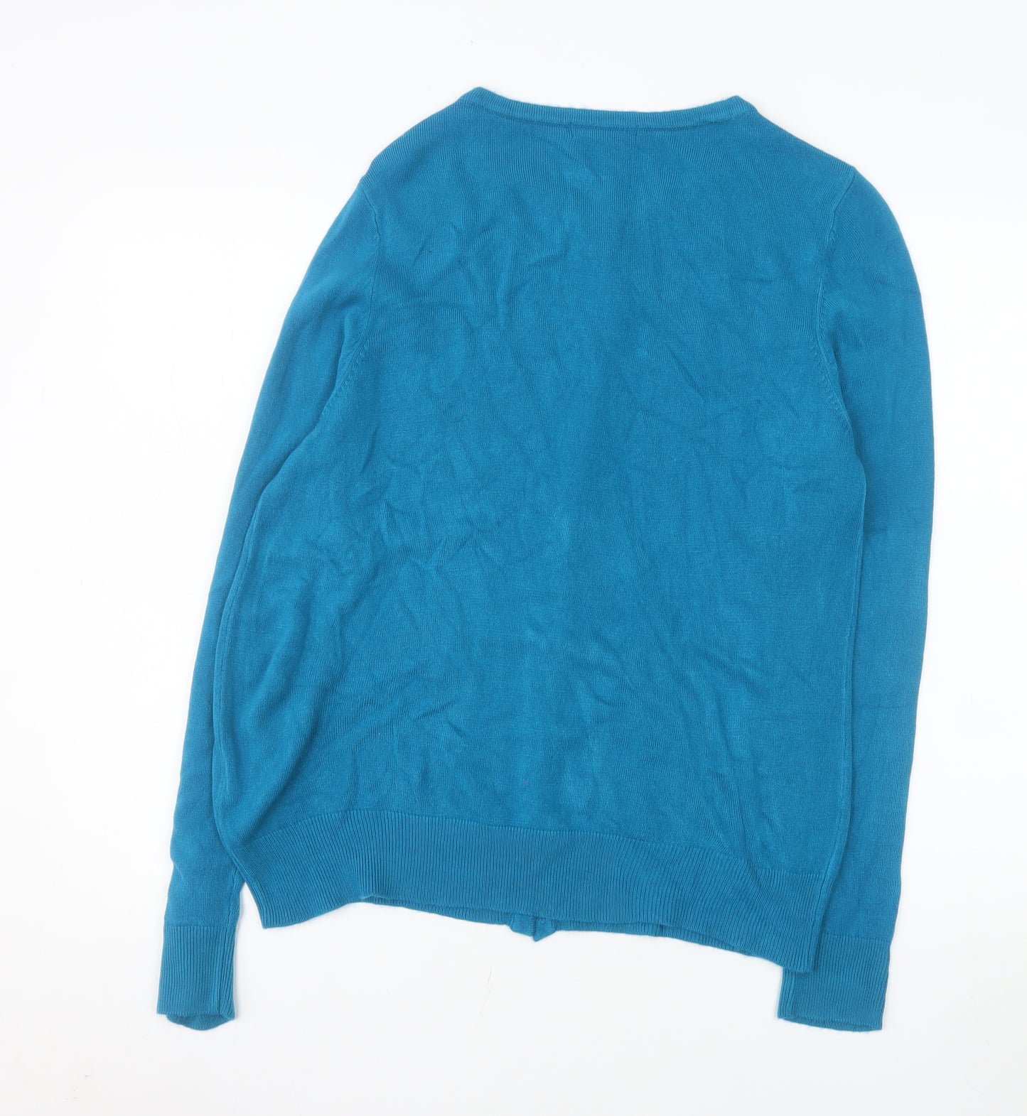 Bonmarché Women Blue Size 14 Long Sleeve Button Cardigan