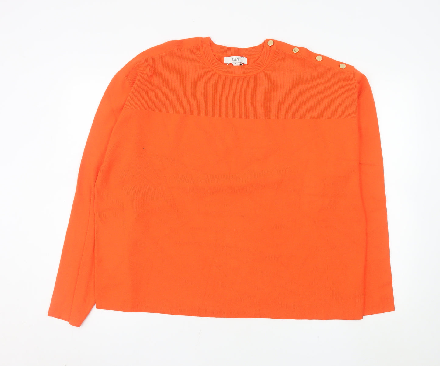 Marks and Spencer Women's Orange XL Button Shoulder Jumper