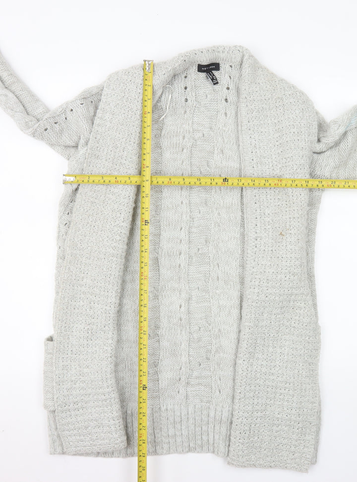 New Look Women’s Grey Cable Knit Long Cardigan Size 10