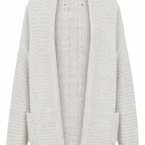 New Look Women’s Grey Cable Knit Long Cardigan Size 10