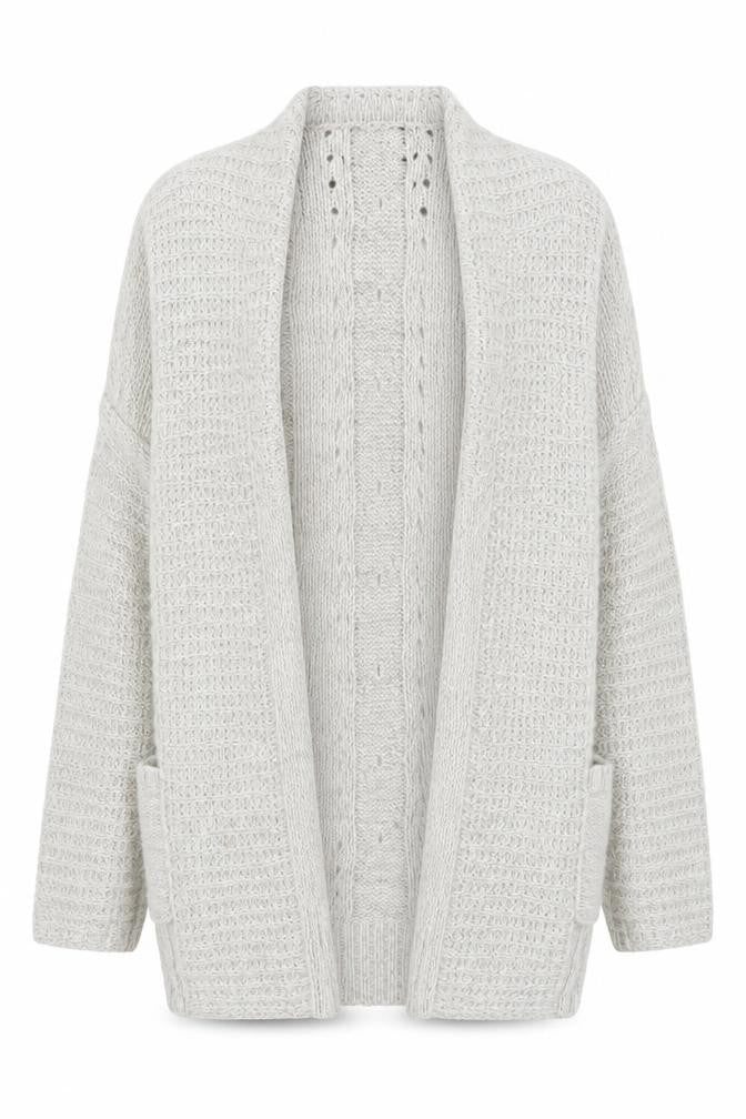 New Look Women’s Grey Cable Knit Long Cardigan Size 10